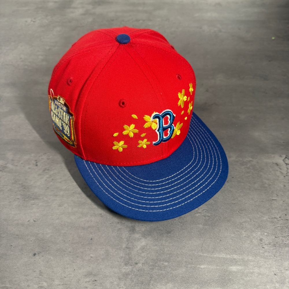 New Era Boston Red Sox Hat 7 1/4 Red Blue Flower Quagmire Family Guy Pack Cap